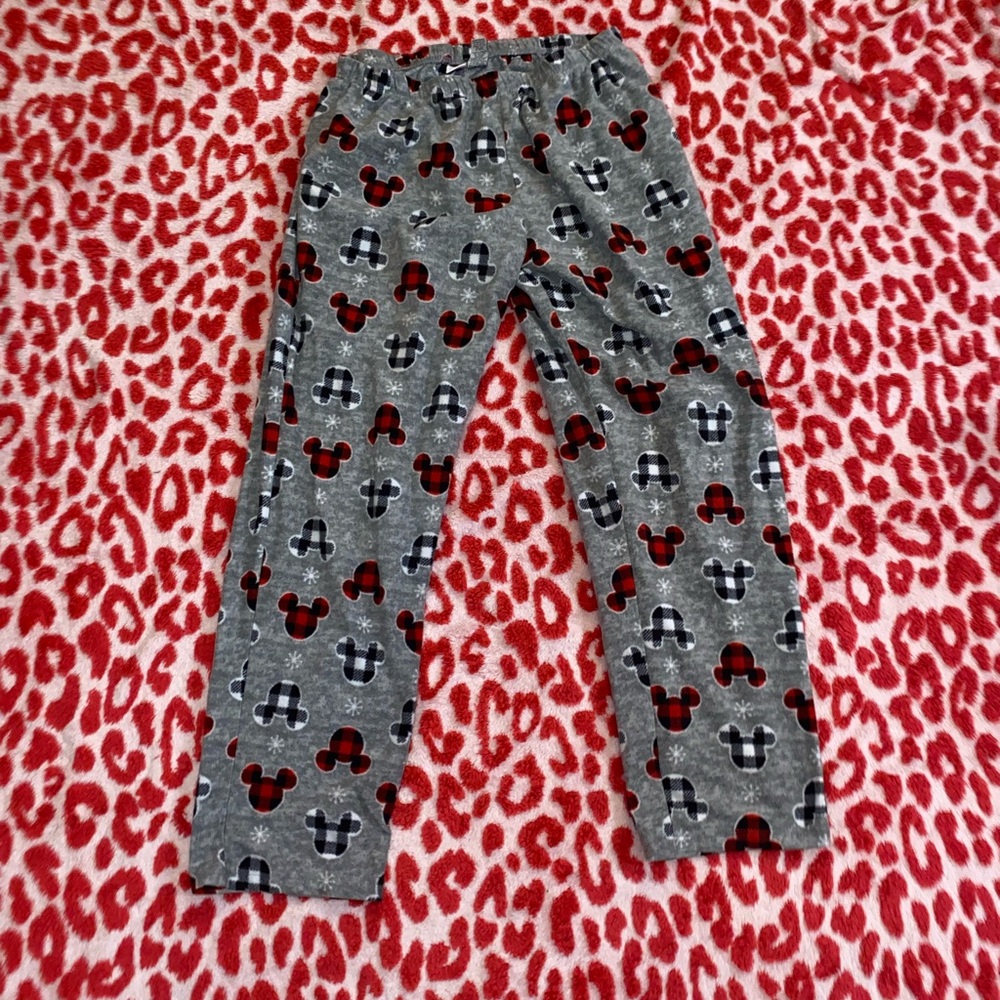 Disney Mickey Gray Pajamas with Red and Black Pattern